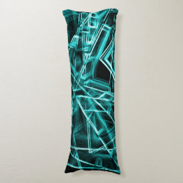 四角いコーナーとシアンまたはスカイブルーの「ネオン」の汚れ ボディピロー