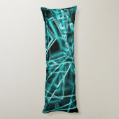 四角いコーナーとシアンまたはスカイブルーの「ネオン」の汚れ ボディピロー (裏面 (縦))