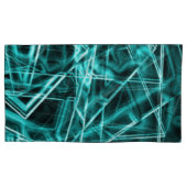 四角いコーナーとシアンまたはスカイブルーの「ネオン」の汚れ 枕カバー (正面左)