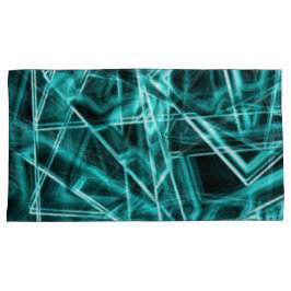 四角いコーナーとシアンまたはスカイブルーの「ネオン」の汚れ 枕カバー