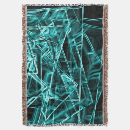 四角いコーナーとシアンまたはスカイブルーの「ネオン」スポット スローブランケット (正面縦)