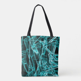 四角いコーナーとシアンまたはスカイブルーの「ネオン」スポット トートバッグ