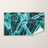 四角いコーナーとシアンまたはスカイブルーの「ネオン」スポット バスタオルセット (ハンドタオル)