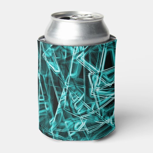 四角いコーナーとシアンまたはスカイブルーの「ネオン」スポット 缶クーラー (缶正面)