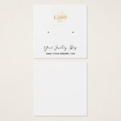 四角いスタッドロゴホワイトイヤリングディスプレイカード (正面&裏面)