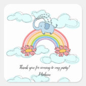 四角いステッカーブルーエレファント スクエアシール (正面)