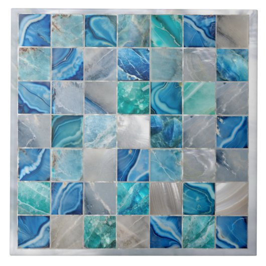 四角いタイルのモザイク水石 タイル (正面)