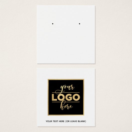 四角いバックロゴホワイトイヤリングディスプレイカード (正面&裏面)