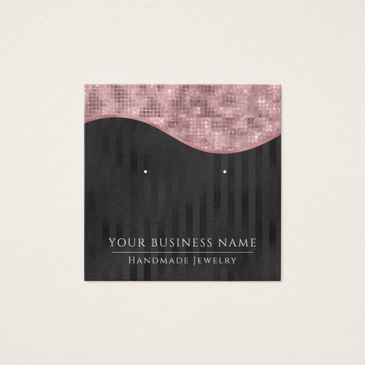 四角いピンクの黒いグレームイヤリングディスプレイカード (正面)