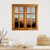四角いフェイク窓の錯視 – バ飛んでいるード ポスター (キッチン)