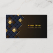 四角いブルーブラウン金ゴールドパターン |ラグジュアリー 名刺 (正面)