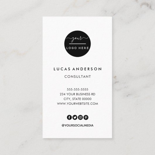 四角いプロフェッショナルの黒でロゴカスタムバスを追加 名刺 (裏面)