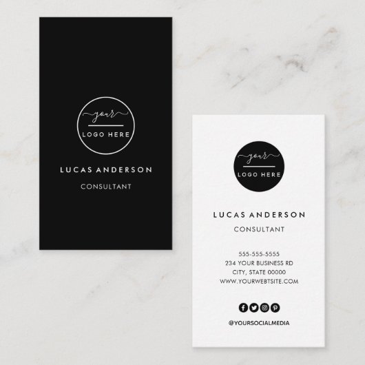 四角いプロフェッショナルの黒でロゴカスタムバスを追加 名刺 (正面/裏面)