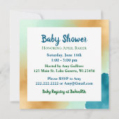 四角いベビーとブラックラボドッグベイビーシャワー 招待状 (裏面)