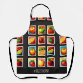 四角いボックスの果実の赤い緑のパターン エプロン (正面)