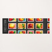 四角いボックスの果実の赤い緑のパターン ヨガマット (裏面(横))