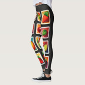 四角いボックスの果実の赤い緑のパターン レギンス (左)