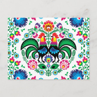 四角いポーランドルースターパターン シーズンポストカード