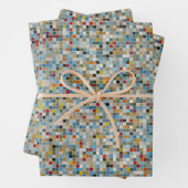 四角いモザイク数々のカラーのタイル模様(写真) ラッピングペーパーシート (インサイチュ)