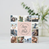 四角い写真コラージュ日付カードの保存 |赤面 セーブザデート (スタンド正面)