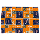 四角い写真 卒業年度 オレンジ ラージペーパーバッグ (正面)