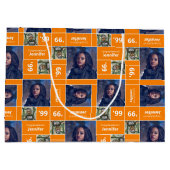 四角い写真 卒業年度 オレンジ ラージペーパーバッグ (裏面)