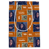 四角い写真 卒業年度 焼きオレンジ色 ミディアムペーパーバッグ (正面)