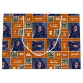 四角い写真 卒業年度 焼きオレンジ ラージペーパーバッグ (正面)