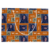 四角い写真 卒業年度 焼きオレンジ ラージペーパーバッグ (裏面)