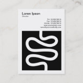 四角い写真(v3)- 曲線 - 黒地に白 名刺 (裏面)