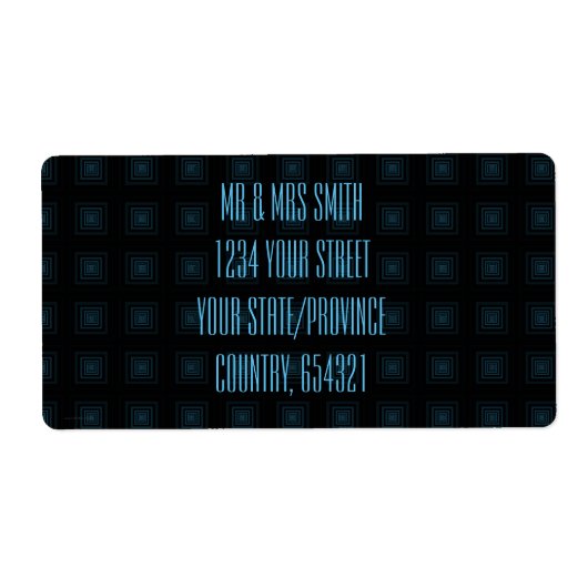 四角い受付（四角い模様）青 ラベル (正面)