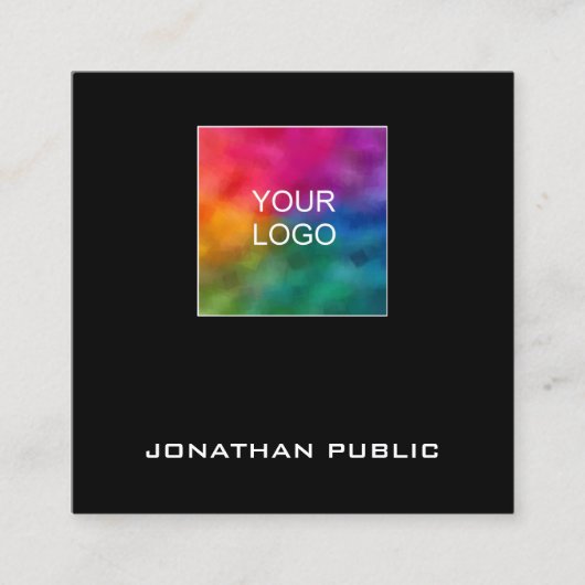 四角い名刺を追加ロゴを黒にアップロード スクエア名刺 (正面)