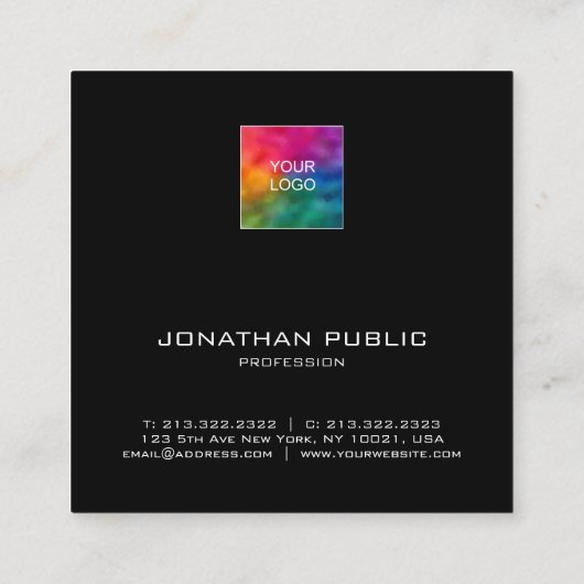 四角い名刺を追加ロゴを黒にアップロード スクエア名刺 (裏面)