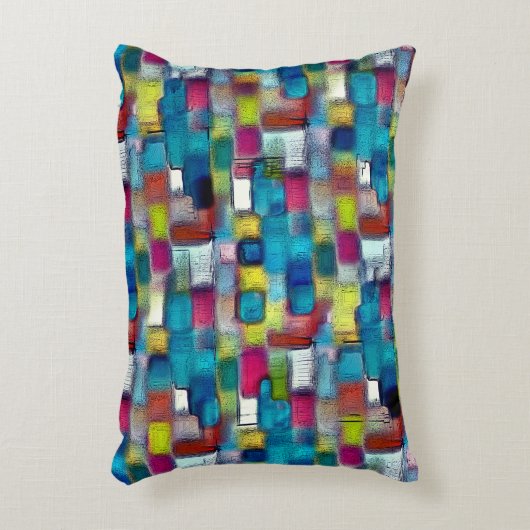 四角い図形の投げる非常に粗いカラフル アクセントクッション (正面(垂直))