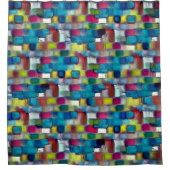 四角い図形の投げる非常に粗いカラフル シャワーカーテン (正面)