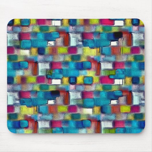 四角い図形の投げる非常に粗いカラフル マウスパッド (正面)