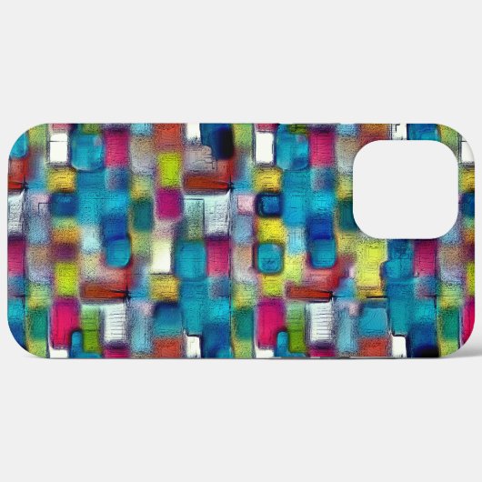 四角い図形の投げる非常に粗いカラフル Case-Mate iPhoneケース (裏面 (横))