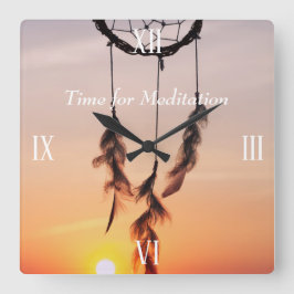 四角い壁時計サンセットピンクサンドリームキャッチャー スクエア壁時計