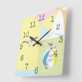 四角い形の時計「ビーチお願い」 スクエア壁時計 (傾斜)