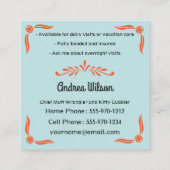 四角い形をしたペットのシッティングシッタービジネスカード スクエア名刺 (裏面)