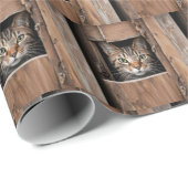 四角い木の穴でバーンドキャットのぞき ラッピングペーパー (ロールコーナー)