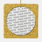 四角い枠に丸い金ゴールドの葉+写真 セラミックオーナメント (裏面)