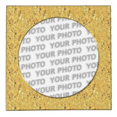 四角い枠に丸い金ゴールドの葉+写真 フォトキューブ (正面)