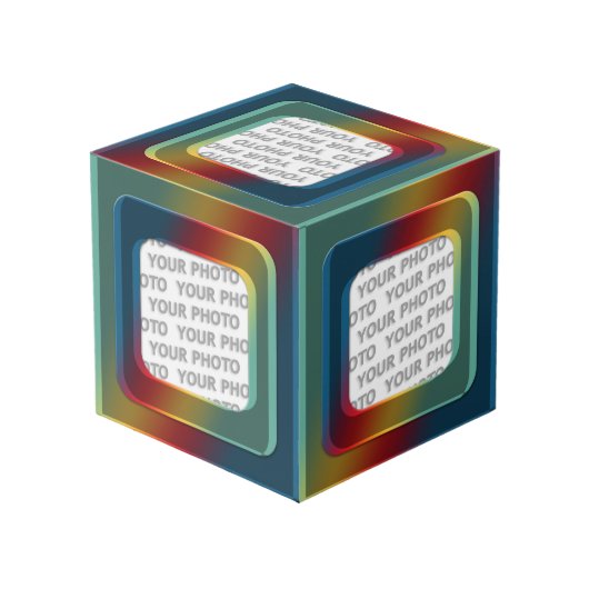 四角い枠にI +あなたの写真の色 フォトキューブ (裏面アングル)