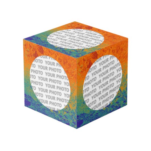 四角い枠の丸い（ばちゃばちゃ）跳ねる4 +写真 フォトキューブ (正面アングル)