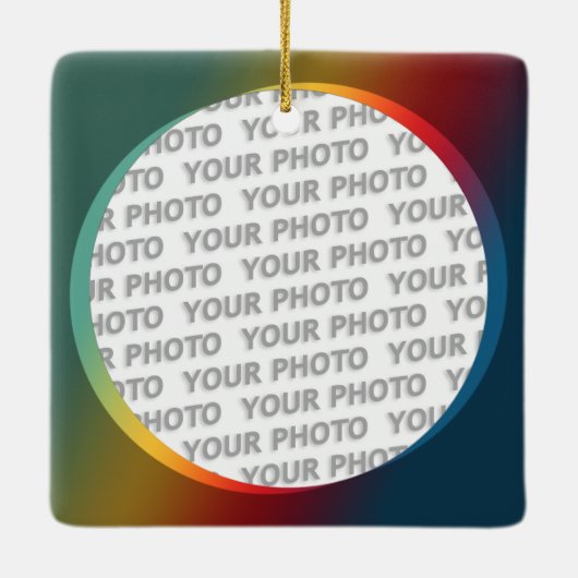 四角い枠の丸め2 +写真 セラミックオーナメント (裏面)