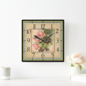 四角い枠の花 スクエア壁時計 (ホーム)
