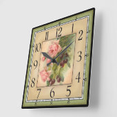 四角い枠の花 スクエア壁時計 (傾斜)