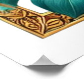 四角い枠の虹色の熱帯の葉 ポスター (角)