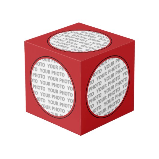 四角い枠の赤い丸い+写真 フォトキューブ (裏面アングル)